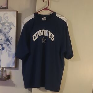 Cowboys Navy Blue Athletic Tee with White Shoulder Panels Xl